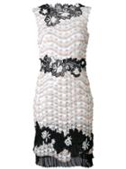 Talbot Runhof Embellished Floral Shift Dress - White