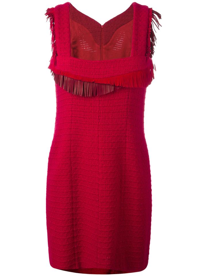Chanel Vintage Fringed Detail Dress - Red