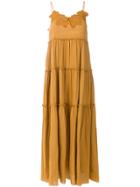 See By Chloé Tiered Embroidered Maxi Dress - Yellow & Orange