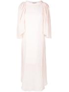 Balossa White Shirt Gathered Shoulder Midi Dress - Pink & Purple