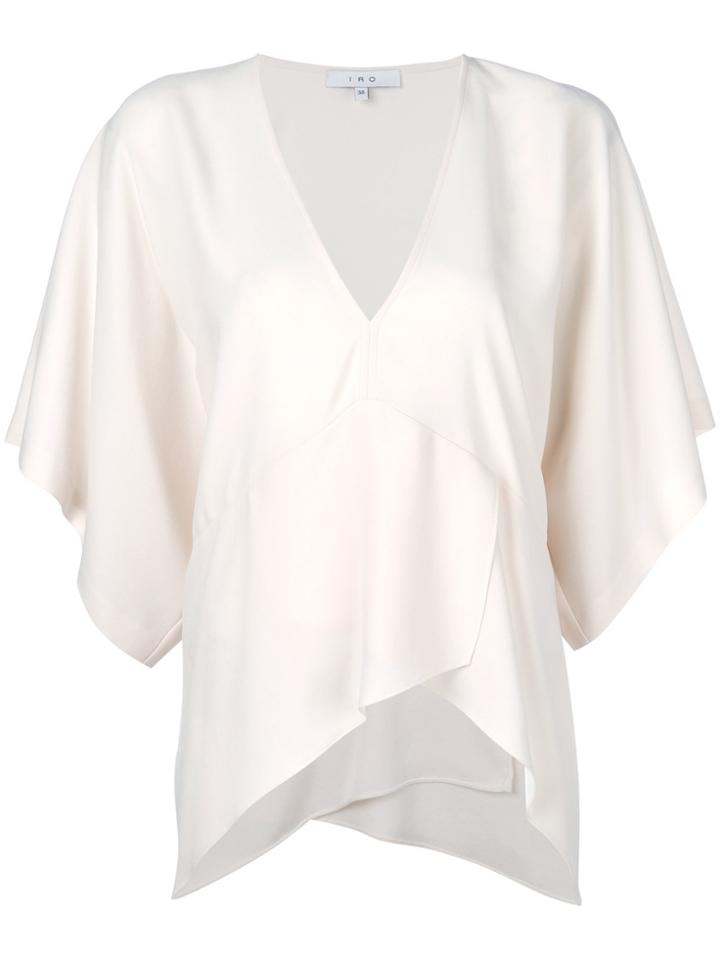 Iro Deep V-neck Flared Blouse - White