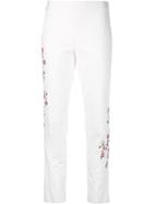 Josie Natori Embroidered Slim Pant - White