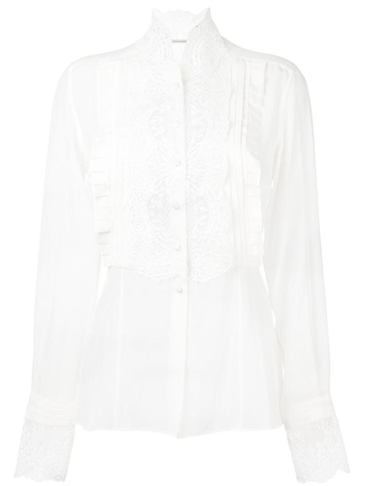 Ermanno Scervino Lace Detail Shirt, Women's, Size: 44, White, Silk/viscose/cotton/polyamide