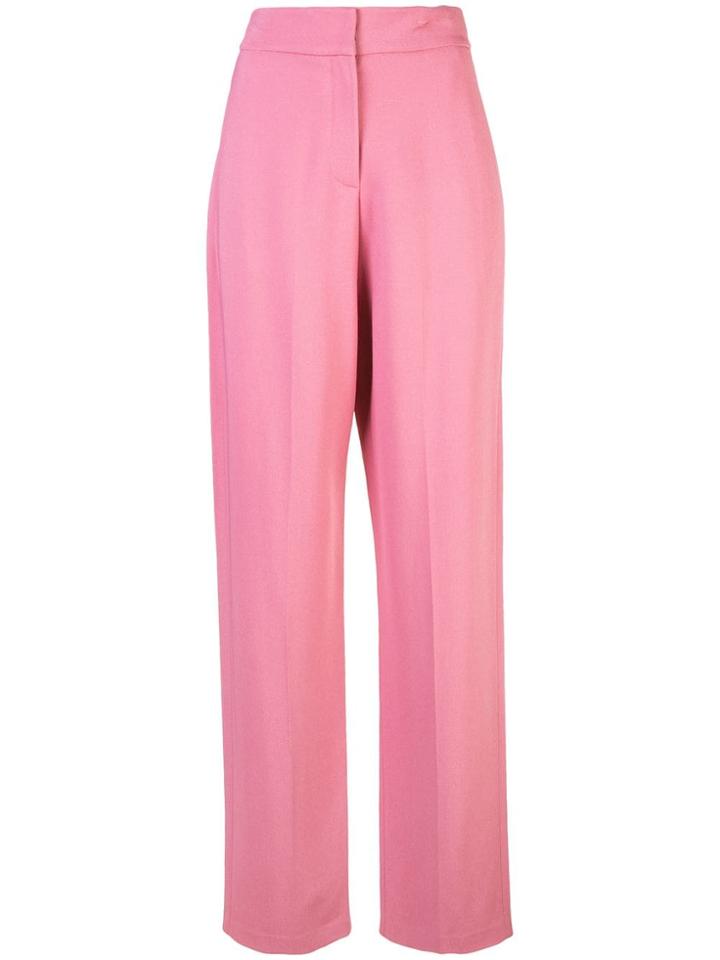 Derek Lam Flat Front Relaxed Stretch Crepe Trouser - Pink