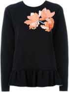 Marni Embellished Flower Appliqué Blouse, Women's, Size: 36, Black, Viscose/vinyl