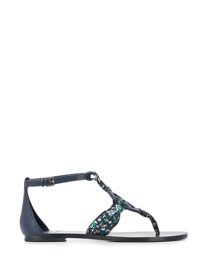 Tory Burch Scarf Detail T-bar Sandals - Blue