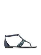 Tory Burch Scarf Detail T-bar Sandals - Blue