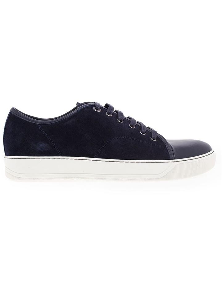 Lanvin Contrast Toe Cap Sneakers, Men's, Size: 11, Blue, Leather/suede/rubber