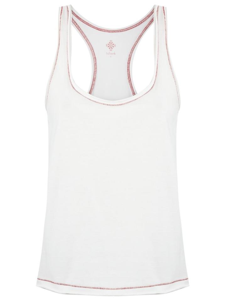 Talie Nk Round Neck Tank Top, Women's, Size: G, White, Cotton