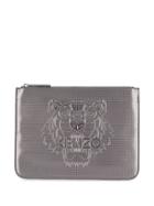 Kenzo Pre-owned 1990's Embossed Tiger Flat Clutch - Grey
