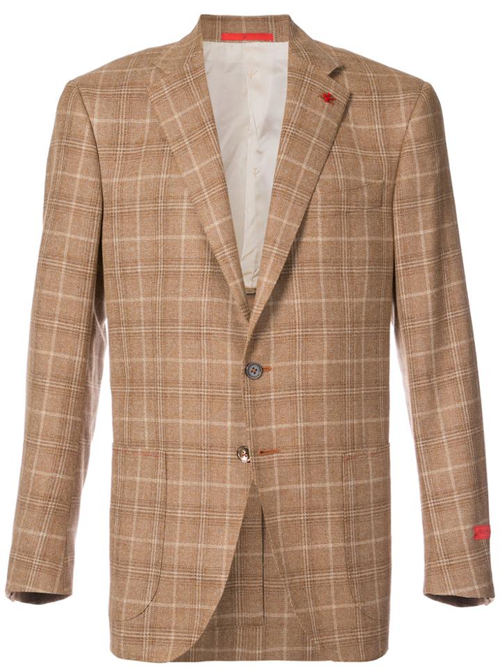 Isaia Checkered Blazer - Brown