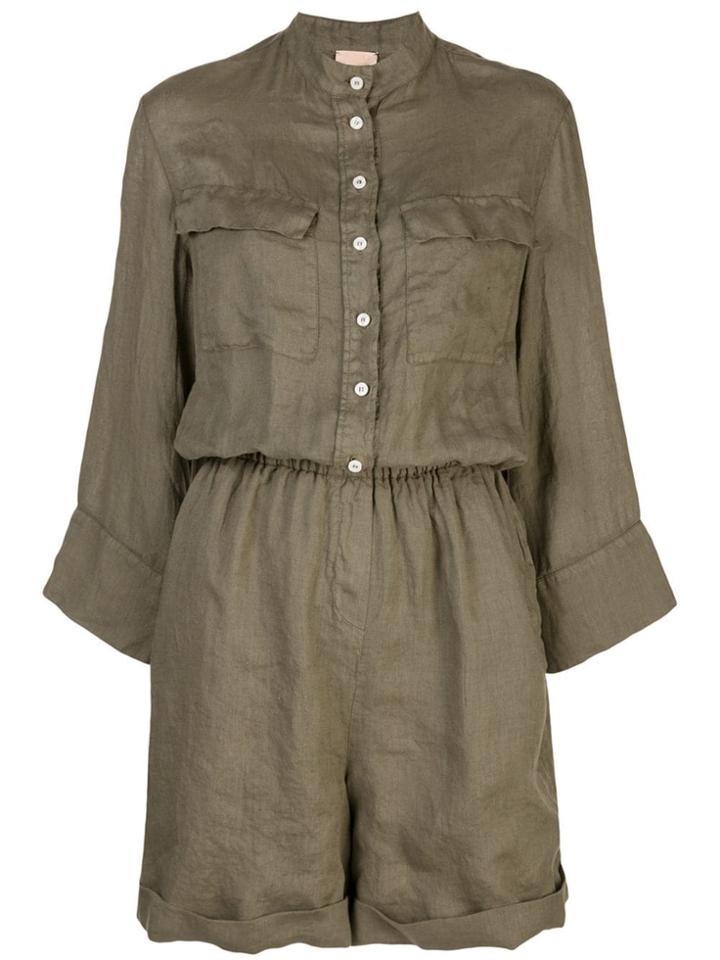 Nude Button Playsuit - Green