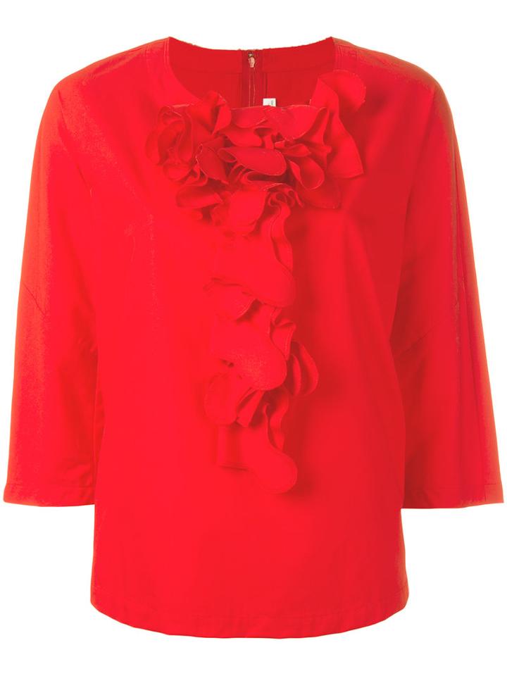 Comme Des Garçons Comme Des Garçons Ruffle Front Blouse, Women's, Size: Xs, Red, Cotton
