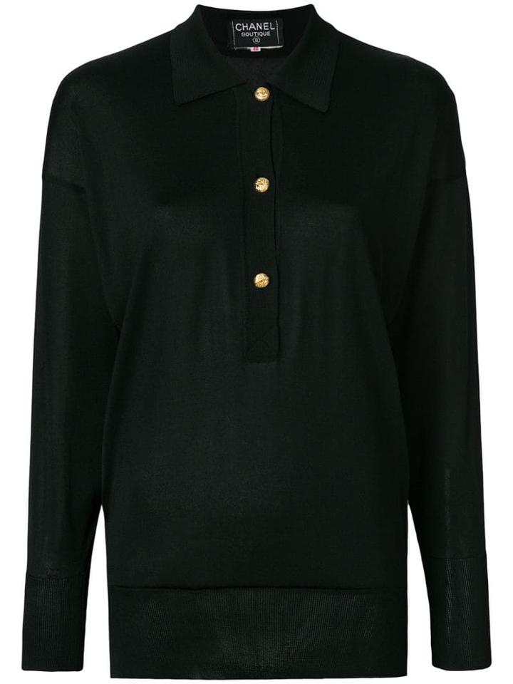Chanel Pre-owned Long Sleeved Knitted Blouse - Black