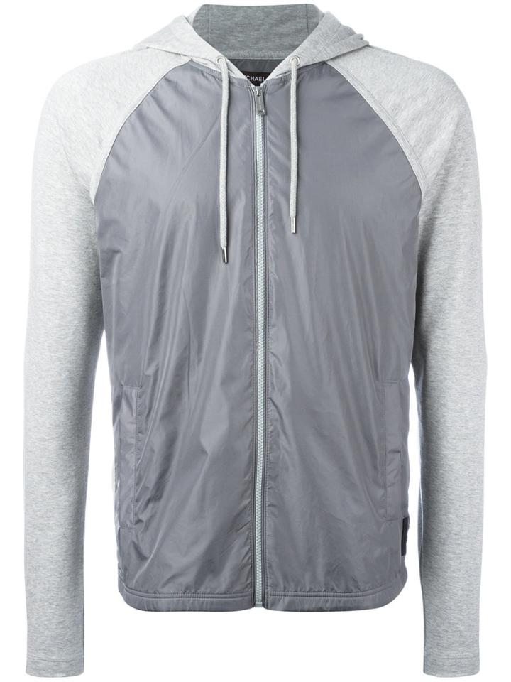 Michael Kors Contrast-panel Hooded Sweatshirt, Men's, Size: Small, Grey, Cotton/nylon