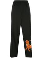 Gucci Embroidered Tiger Trousers, Women's, Size: 42, Black, Wool/spandex/elastane/polyester/viscose