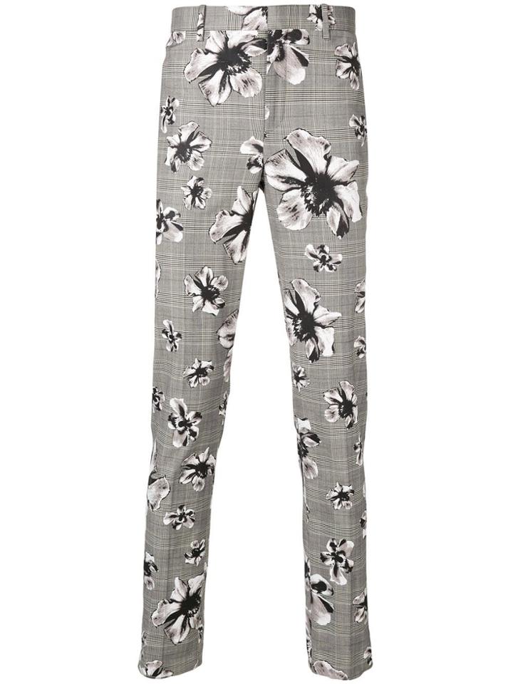Neil Barrett Floral Print Chinos - Black