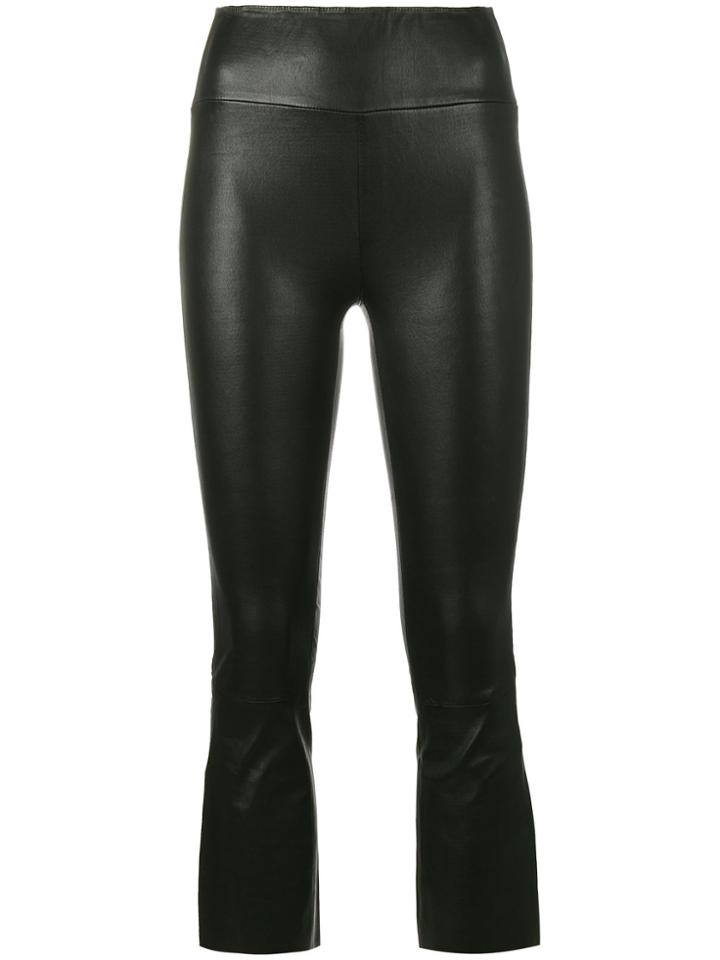 Sprwmn Cropped Leather Trousers - Black