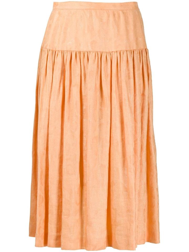 Valentino Vintage 1980's Flared Midi Skirt - Orange