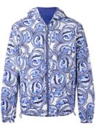 Versace Maiolica Baroque Reversible Hooded Jacket, Men's, Size: 50, Blue, Cotton/polyamide/polyester