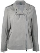 Eleventy - Loose-fit Biker Jacket - Women - Leather/polyester - 40, Grey, Leather/polyester