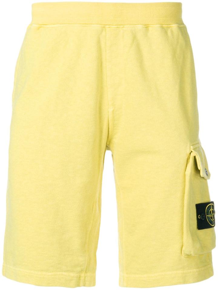 Stone Island Logo Patch Track Shorts - Yellow