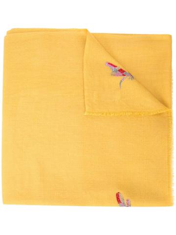 Janavi Dragonfly Embellished Scarf - Yellow
