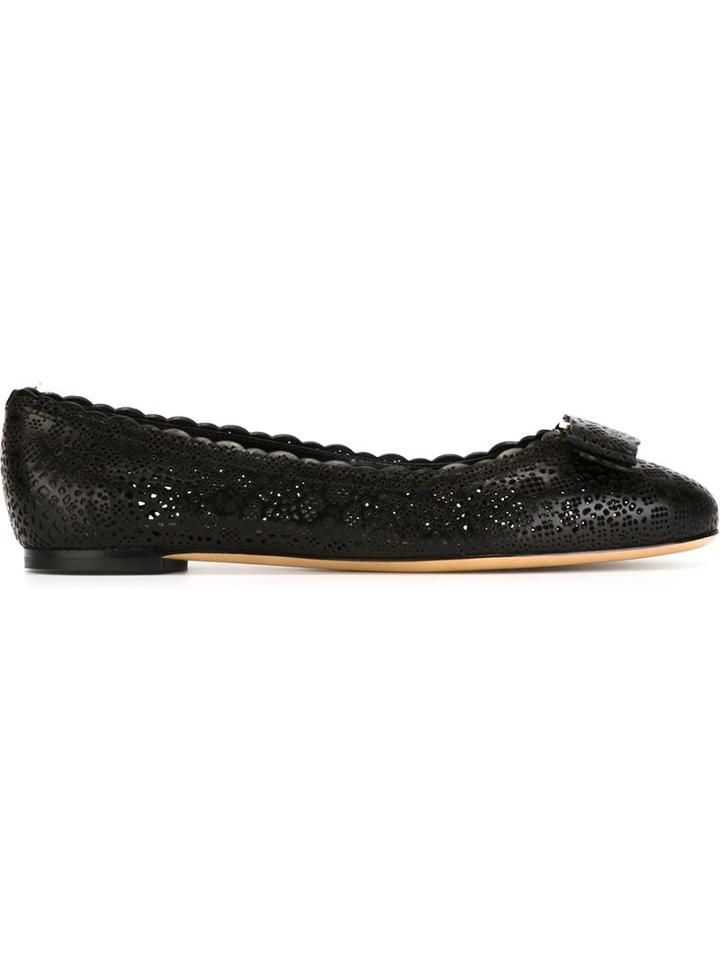 Salvatore Ferragamo Varina Ballerinas, Women's, Size: 5, Black, Leather/calf Leather