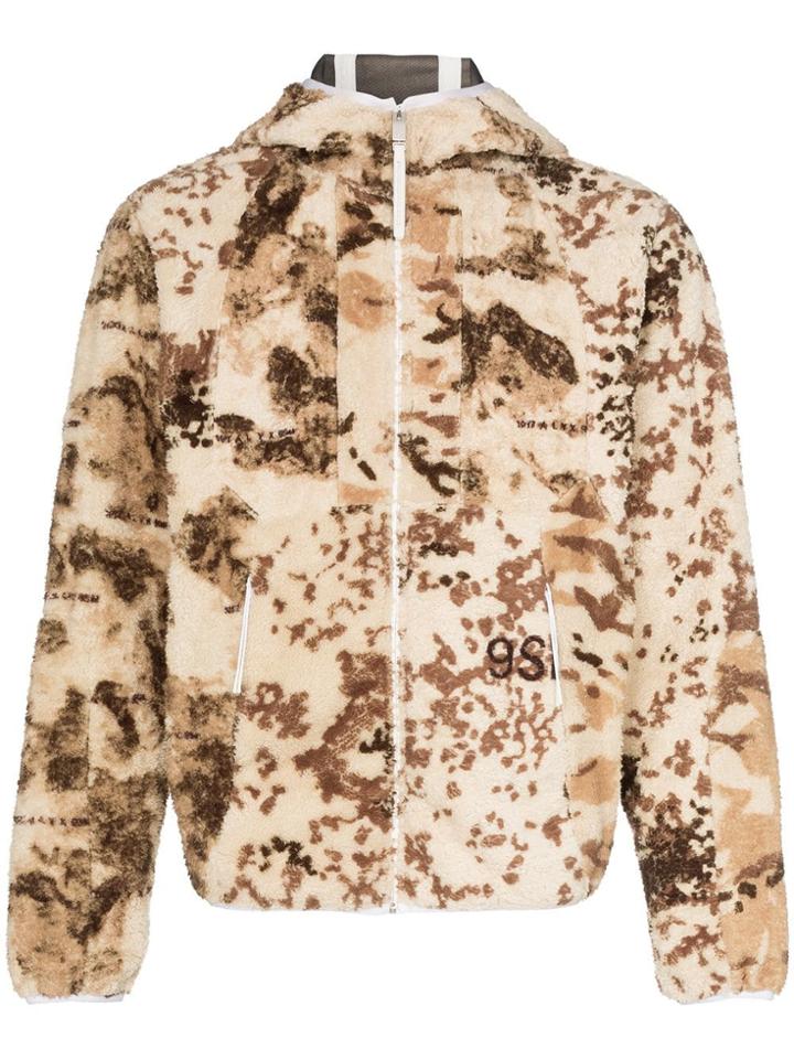 1017 Alyx 9sm Printed Hooded Fleece Jacket - Neutrals