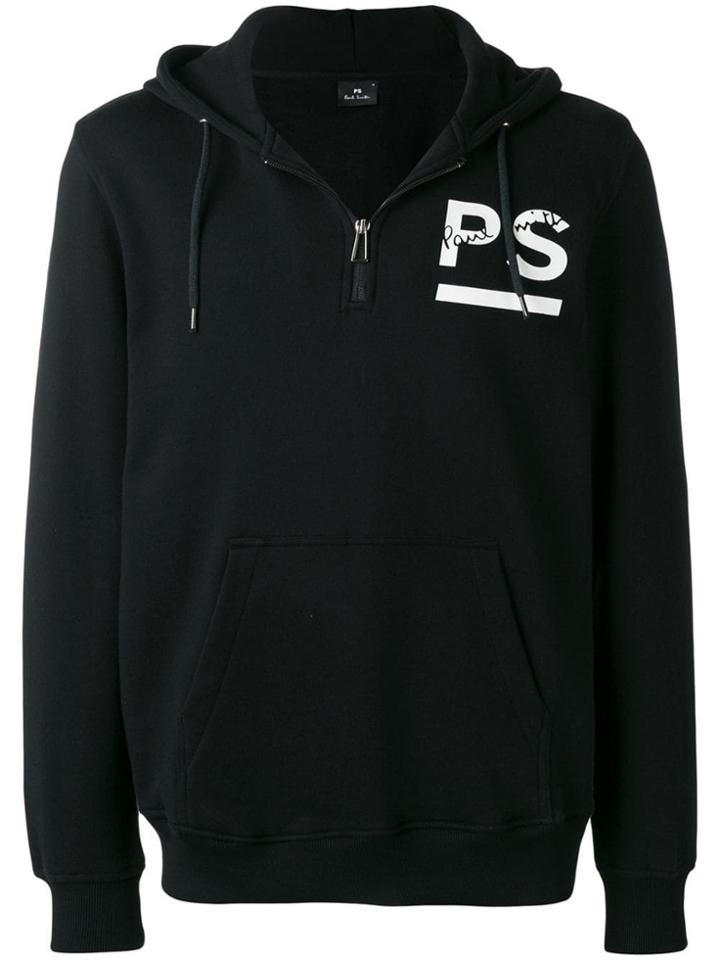 Ps Paul Smith Zipped Neck Hoodie - Black