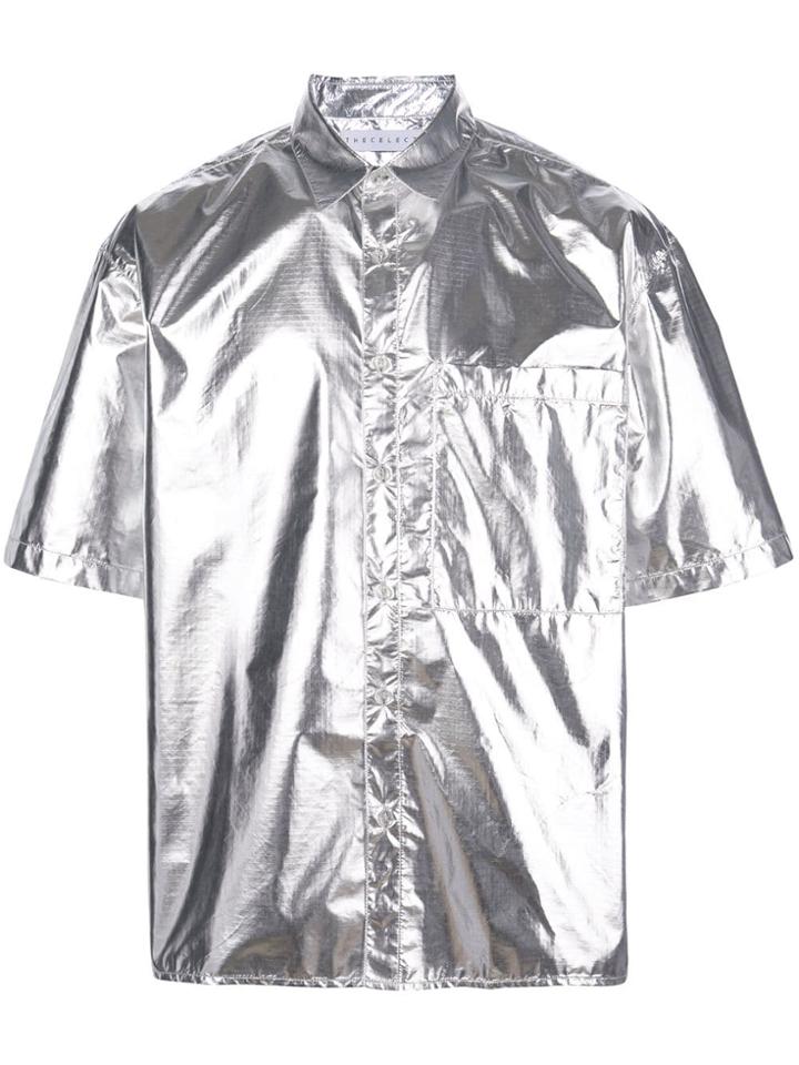 The Celect Metallic Short-sleeved Shirt - Silver