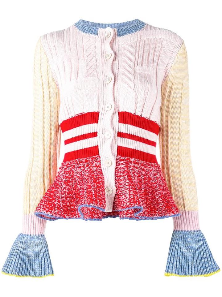 Alexander Mcqueen Peplum Cardigan, Women's, Size: Xs, Red, Wool/silk/spandex/elastane/polyamide