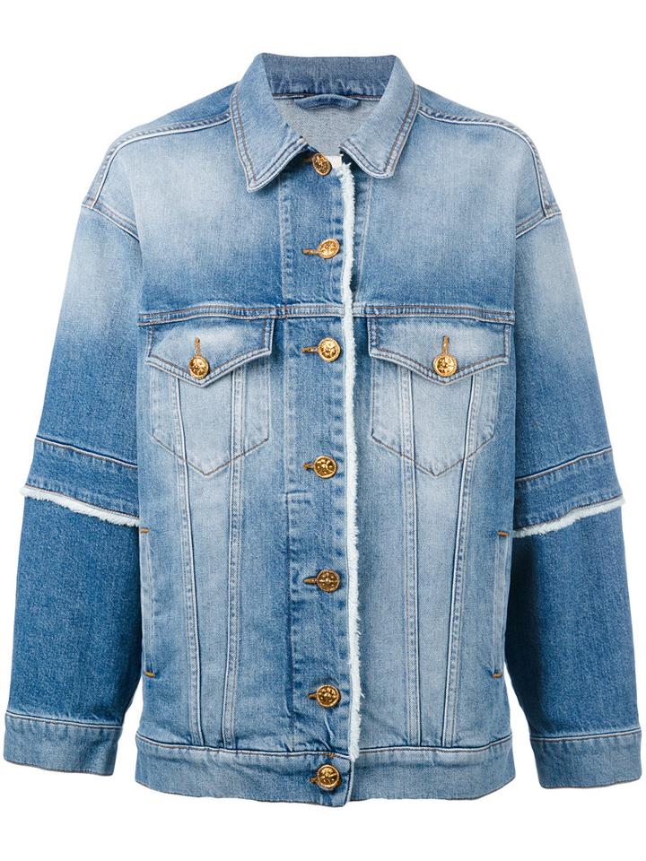 Fausto Puglisi - Frayed Edge Denim Jacket - Women - Cotton/spandex/elastane - 40, Blue, Cotton/spandex/elastane