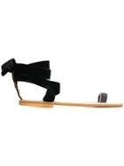 Gia Couture Flat Strappy Sandals - Black
