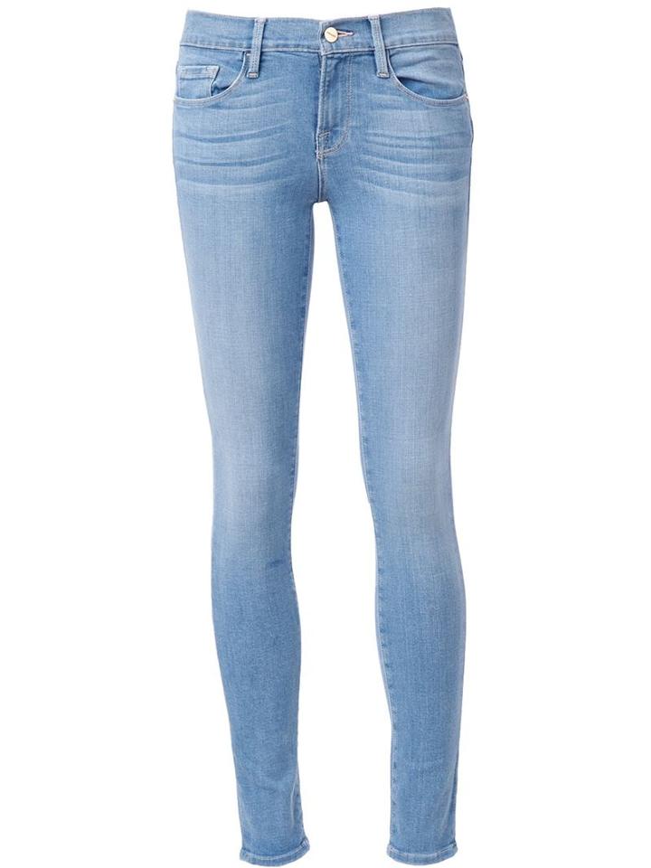 Frame Denim Skinny Jeans, Women's, Size: 25, Blue, Cotton/polyester/spandex/elastane