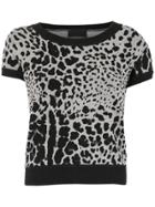 Andrea Bogosian Animal Print Knit Blouse - Grey