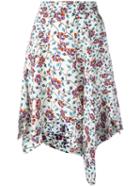 Isabel Marant Asymmetric Floral Print Skirt, Women's, Size: 36, White, Silk