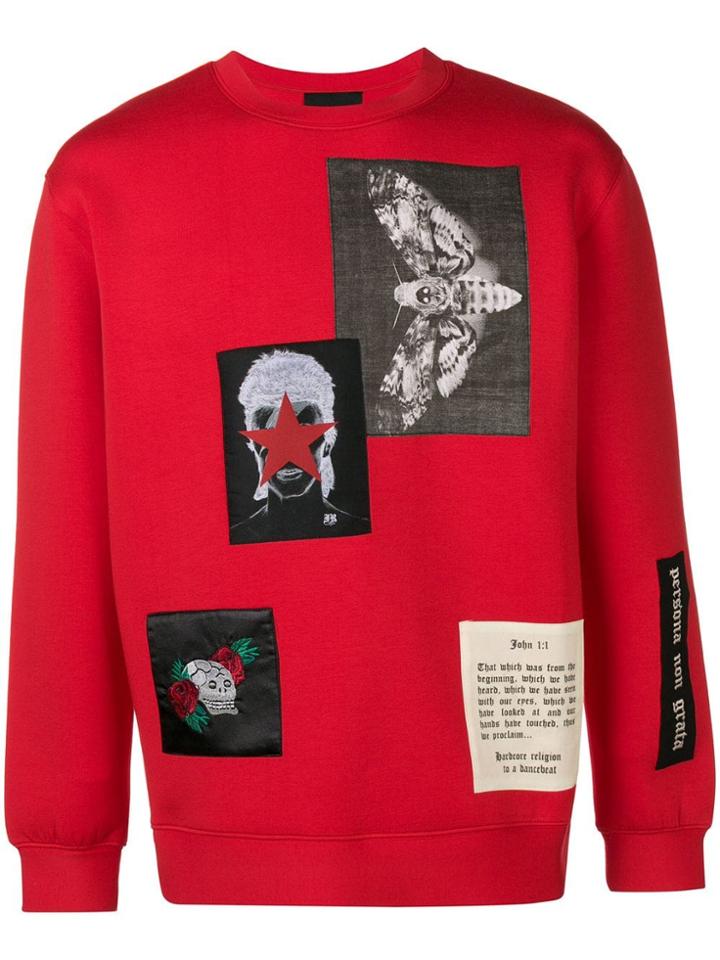 John Richmond Skull Print Jumper - Red