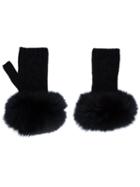 Yves Salomon 'fingerless Trim' Gloves, Women's, Black, Rabbit Fur/cashmere/wool