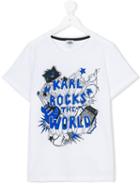 Karl Lagerfeld Kids - Karl Rocks The World T-shirt - Kids - Cotton - 14 Yrs, Boy's, White