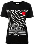 Saint Laurent Star Print Oversized T-shirt, Women's, Size: Medium, Black, Cotton