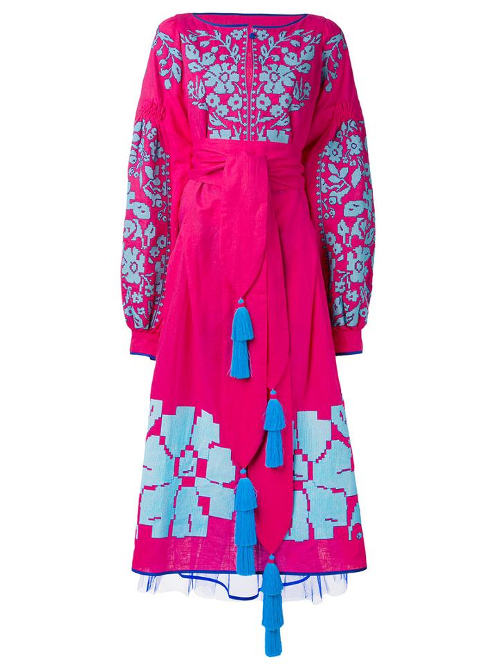 Yuliya Magdych - 'porcelain Bouquet' Dress - Women - Silk/linen/flax - M, Pink/purple, Silk/linen/flax