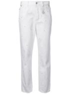 Muveil Pearl Embellished Jeans, Women's, Size: 36, White, Cotton