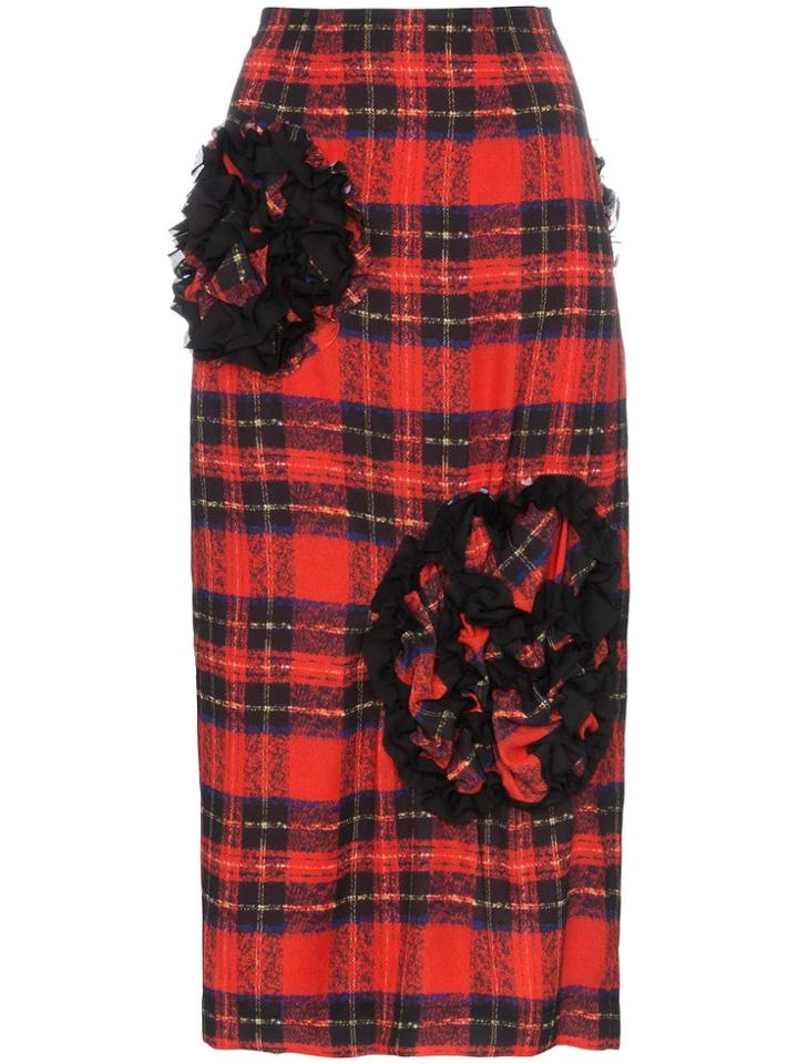 Simone Rocha Embellished Checked Skirt - Red