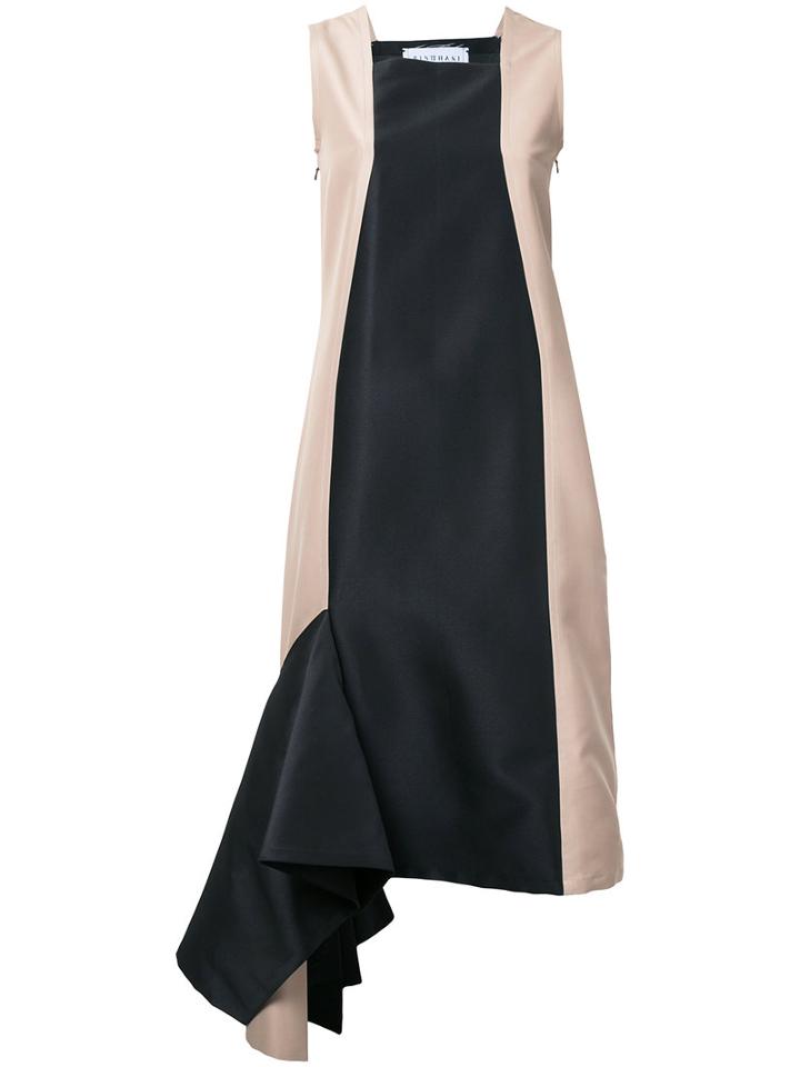 Colour Block Dress - Women - Satin Ribbon - S, Brown, Satin Ribbon, Bintthani