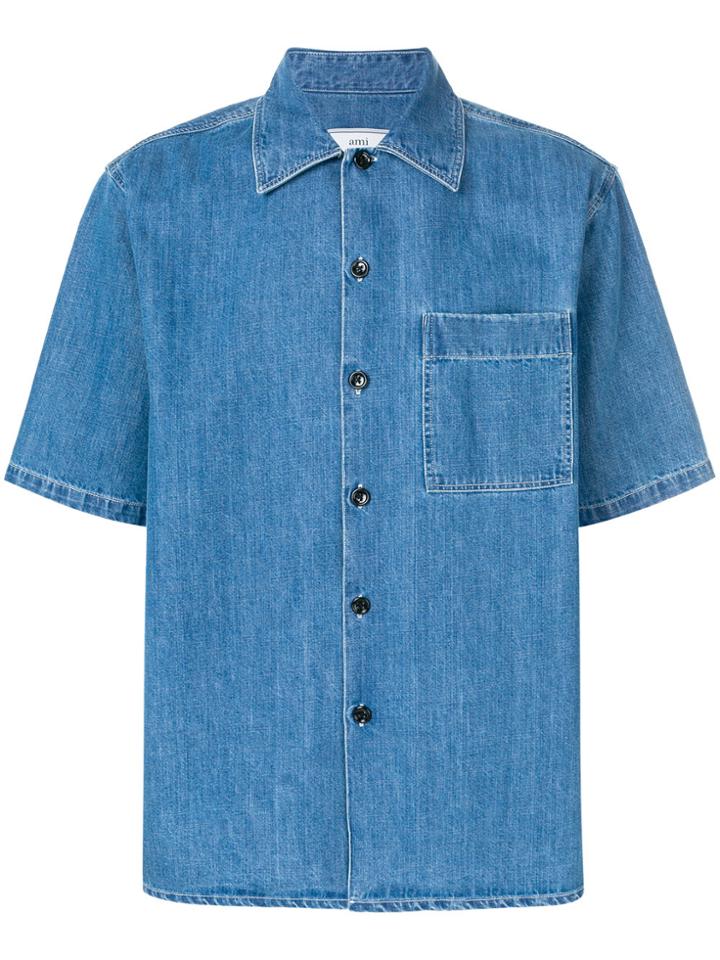 Ami Alexandre Mattiussi Short Sleeve Denim Shirt - Blue
