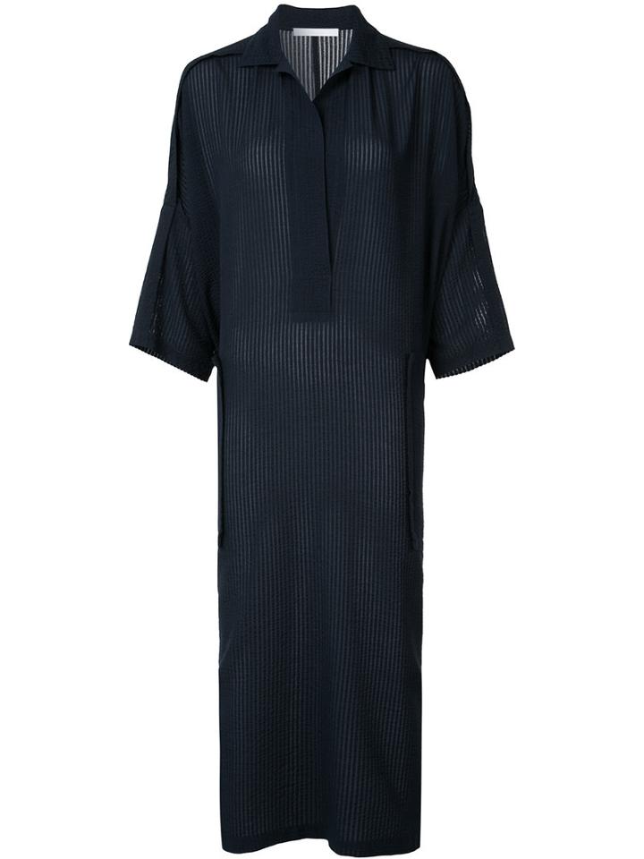 Victor Alfaro Midi Shirt Dress, Women's, Size: 8, Blue, Silk/polyester/wool