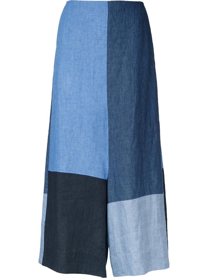 Demoo Parkchoonmoo Colour Block Cropped Trousers, Women's, Size: 36, Blue, Linen/flax