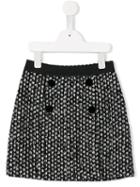 Dolce & Gabbana Kids Buttoned Tweed Mini Skirt, Toddler Girl's, Size: 4 Yrs, Black