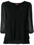 Max Mara Studio Embellished V-neck Blouse - Black